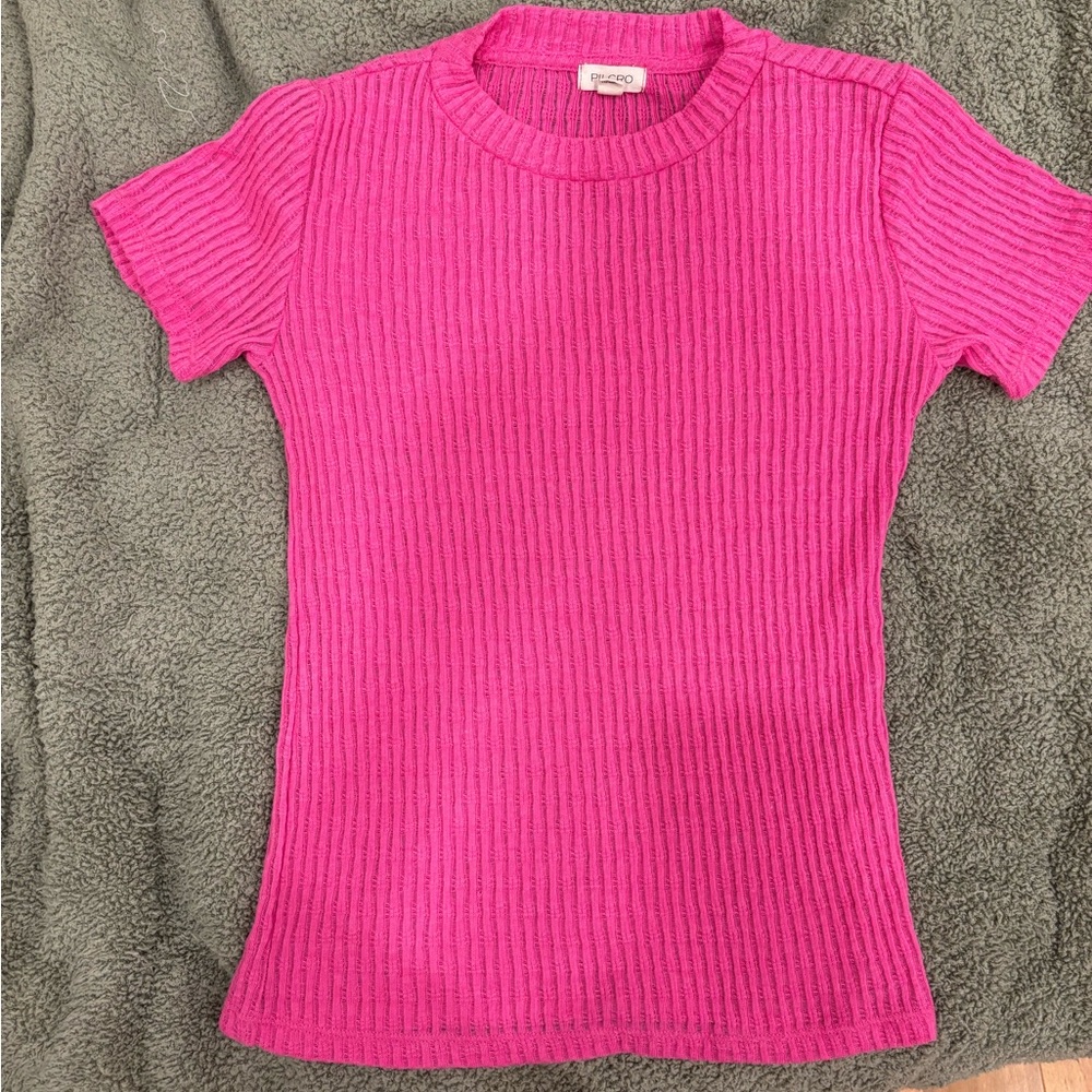 Anthropologie Pilcro Ribbed fitted bodycon style crewneck soft stretch fabric te
